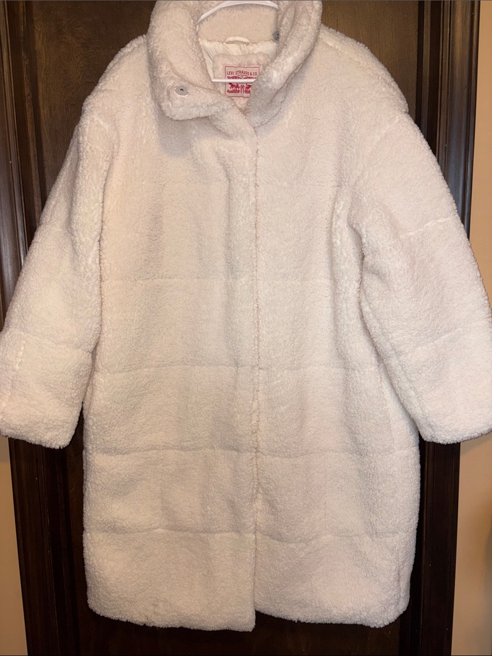 Levi's Cream Plush Teddy Trench Coat